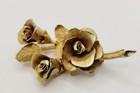 Coro Bouquet Of Roses Flower Pin Brooch Gold Tone Tone Signed Vintage Rare
