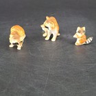 3 Bone China Animal Miniature Figurine Vintage Japan Raccoons Read