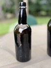 Antique Black Glass Bottle Lot 1840s Blown Wine Beer Ale Porter Spirits 3pc Lot