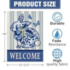 Welcome Easter Chinoiserie Bunny Decorative Garden Flag  12  X 18  Bule Rabbit