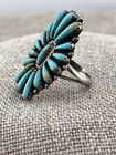 F  M  Begay Vintage Navajo Sterling Silver Turquoise Cluster Ring 7 7 Grams