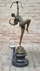 Signed 100  Bronze Deco Nude Diana Huntress Figurine Figure Statue Sculpture Art