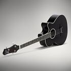Black Short Scale Acoustic Electric Bass Guitar With Gig Bag And More Glarry Gmb
