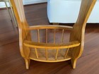 Vtg Mid Century Solid Oak Oval Side Table W built In Magazine Rack