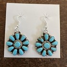 Native American Navajo Indian Cluster Dangle Turquoise Earrings Stunning Zuni