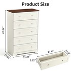 5 Drawer Chest Dresser - Tall Bedroom Storage Cabinet Nightstand Brown Top Wood