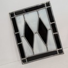 Vintage Geometric Stained Glass Suncatcher Panel Slag Glass Diamonds 7x10 Black