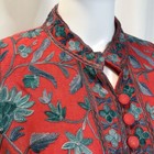 Kashmiri Floral Embroidered Mandarin Collar Midi Dress Kurta Womens Size Small