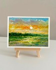 Aceo Original Oil Painting Evening Sunset 23 Art Cards Impasto 3 5x2 5 Signed Os