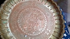Antique Copper Tray Plate Engraved Repousse Middle Eastern Persian Arabic