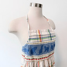 Vintage Cat Plaid Checkered 1960s Cream White Embroidered Full Apron Tie