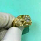 2ct Round Cut Real Moissanite Men s Wedding Band Ring 14k Yellow Gold Plated