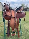 Western Adult Barrel Horse Saddle Basket Weave Tooled With Tack Set 15  To 18 