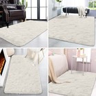 White Shaggy Area Rug Fluffy Plush Carpet Soft Non-slip Living Room Bedroom Mat