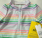 Nwt Gap Baby Girls 6-12 Months Striped Zip Front One Piece Rash Guard Swim Suit