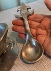 Vintage Pewter Three-piece Set Fleur De Lis - Bowl  Underplate   Spoon
