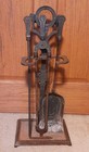 Antique Bradley   Hubbard Rare 9703 Cast Iron Fireplace Tool Set Arts   Crafts