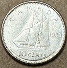 Canada - 1959 - 10 Cents - 80  Silver Canadian Coin - Queen Elizabeth Ii