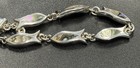 Vintage Mexico Taxco Sterling Silver Abalone Shell Fish Size 7 Bracelet 21 2g