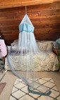 Blue Princess Bed Canopy Mosquito Net Trimmed With Denim 