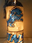 Detroit Lions Inspired Lamp Bottle Hand Painted Lighted Stained Glass Look