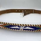 Vintage Size 36 Cowhide Beaded Tooled Grand Canyon Western Native American Belt