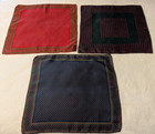  3  Assorted 100 silk Handkerchiefs pocket Squares Hand Rolled Hand Hemmed 16-17