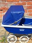 Vintage Antique Crown Baby Doll Stroller Carriage Blue Buggy