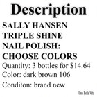 3 For  14 67 Sally Hansen Triple Shine Nail Polish  Choose Your Colors