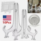 10pcs Clear Plastic Easel Photo Display Stand Plate Holder Picture Art Tall Us