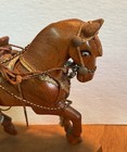 50   s Wood Hand Carved Horse W  Wood   Leather Saddle  Harness Tijuana Souvenir