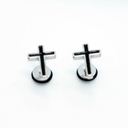 2pcs Stainless Steel Punk Rock Cross Ear Ring Stud Earrings Men Women Piercing