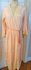  reduction Rare Vtg 1920s 30s Robe French Silk   Lace Peach Wrap Flare Sleeves S