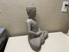 Peaceful Buddha Bust Garden Art Statue Handmade Cast Lava Stone Bali Sculpture 1