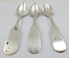 Antique Set Of Three  900 Coin Silver Teaspoons W mono - 44 4 Grams Total Scrap