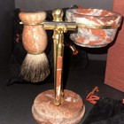 J h l Marble Shaving Set W  Brush  Bowl  Safety Razor   Stand  Never Used