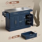 Homcom 57  Rolling Kitchen Island Cart With Stainless Steel Top  Navy Blue