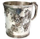 Antique Coin Silver Repousse Baby Cup No Mono