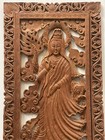 Vintage Thailand Hand Carved Wood Buddha Dragon Cloud Figure Wall Hanging Panel