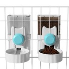 2pcs 35oz Rabbit Food Bowl Water Bottle   Guinea Pig Food Bowl White-blue
