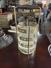 Culver Gold   Clear Decorated Rocks Glasses Six-piece Set With Metal Carrier