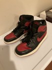 Nike Air Jordan One Black Red Leather High Top Youth Size 9 5