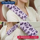 Leopard Print Seat Belt Cover Pad 2 Pcs Cute Plush Fluffy Fuzzy Seatbelt Covers