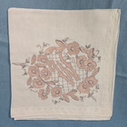 Vtg Exceptional Madeira Embroidered Cotton Linen Hankie Handkerchief Monogram W