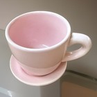Pink 3    Ceramic Teacup W  Attached Saucer Planter