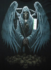 Nwt Vtg Y2k Winged Grim Reaper W  Scythe 3xl Shirt Pile Of Skulls Goth Death New