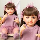 Long Hair 55cm Reborn Dolls Girls Toddler Straight Brown Wig Assembled Doll Toys