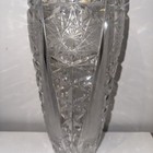 12    Hand-cut Lead Crystal Vase   Heavy    Bohemian Style Starburst Pattern