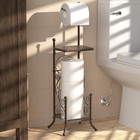 English Style Bathroom Toilet Tissue Roll Holder Stand With Shelf  Bronze