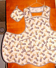 Handmade Bib Apron - Plus Sz- Cotton Boll Bouquets In Milk Cans - Retro- Vintage